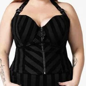 Killstar Black Striped Halter Top